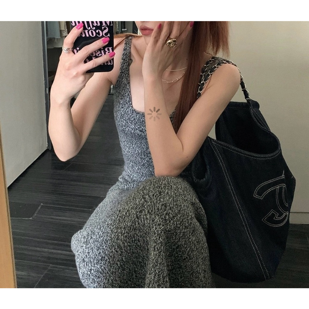 Gray knit midi/maxi knit sleeveless dress size small